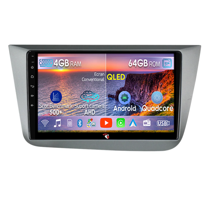 Navigatie auto dedicata Seat Altea 2004-2015, 1GB RAM 32GB ROM, Quad Core, Display 9", Carplay, Android , Bluetooth, Magazin Play, Suport Camere AHD